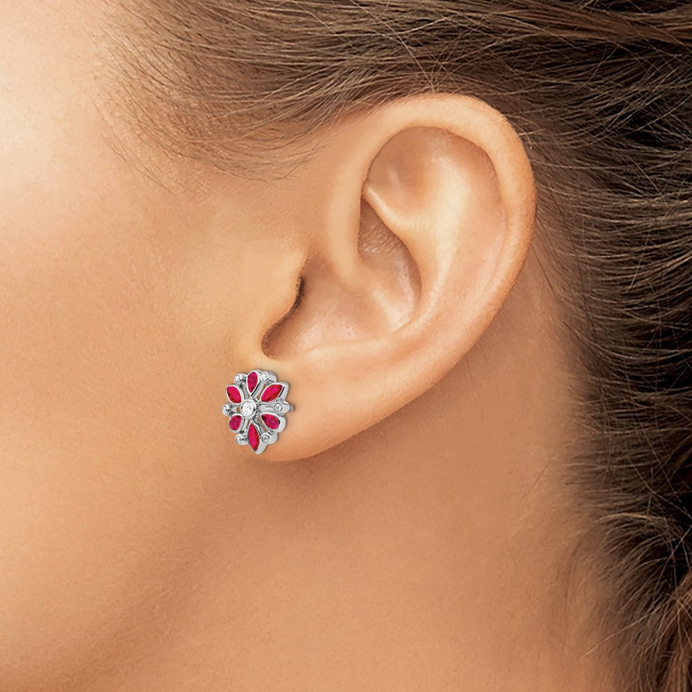 Gemstone and Diamond Post Earrings