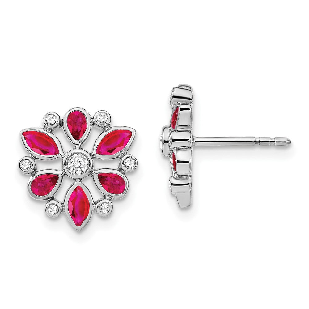 Gemstone and Diamond Post Earrings