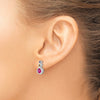 14k White Gold Ruby, Emerald and Sapphire Earrings