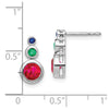 14k White Gold Ruby, Emerald and Sapphire Earrings