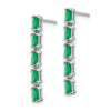 14k White Gold Emerald-cut Emerald 5-stone Dangle Post Earrings