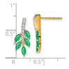 14k Emerald and Diamond Leaf Post Earrings