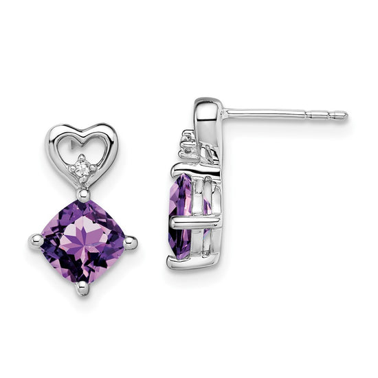 Gemstone & Diamond Heart Earrings