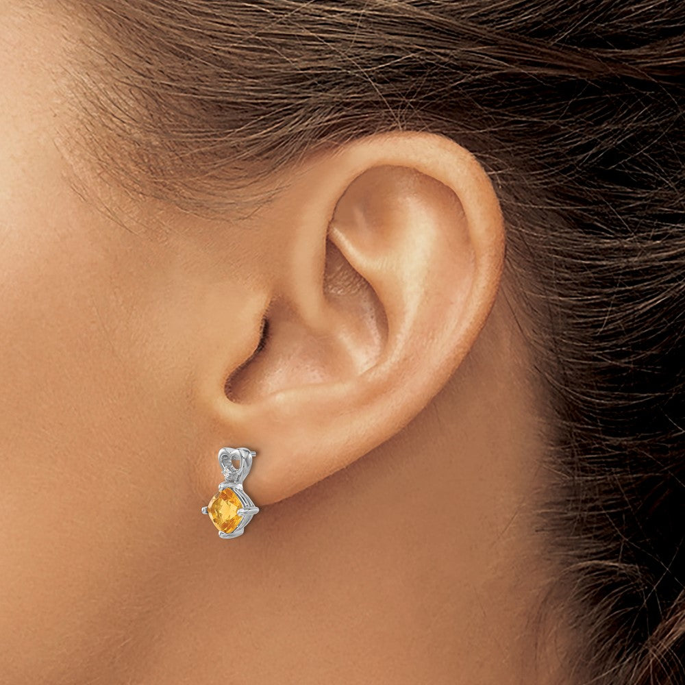 Gemstone & Diamond Heart Earrings