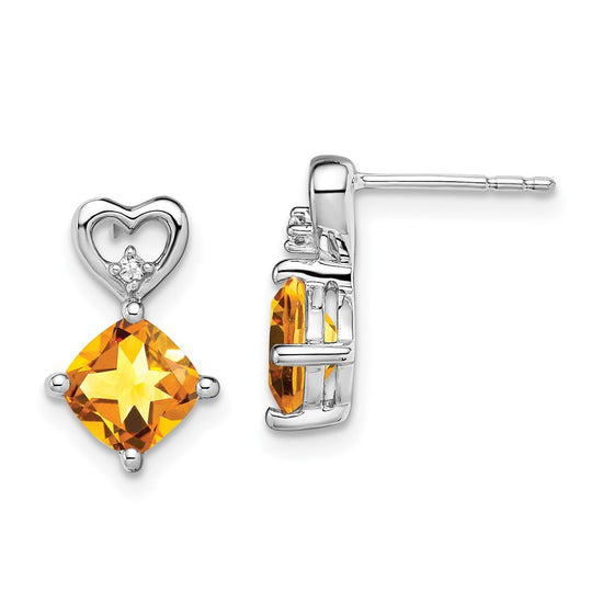Gemstone & Diamond Heart Earrings