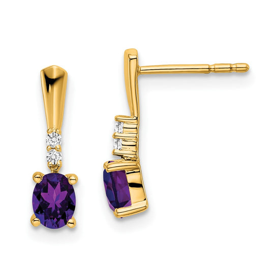 Oval Gemstone & Diamond Earrings