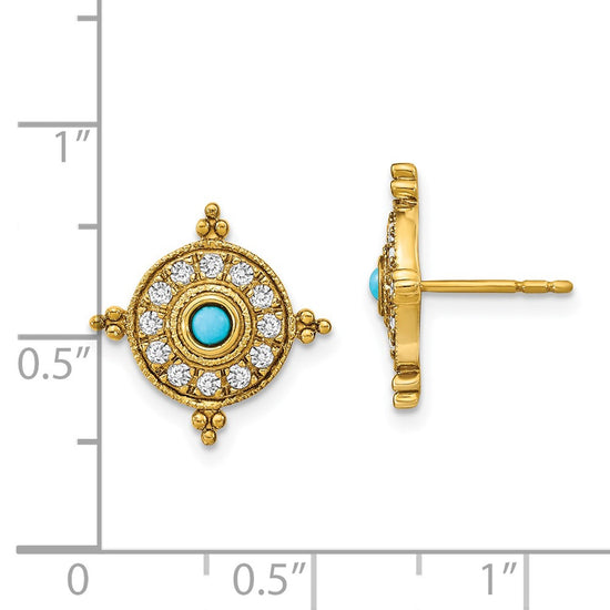 Gold Turquoise Post Earrings
