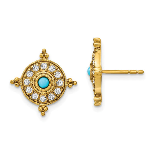Gold Turquoise Post Earrings