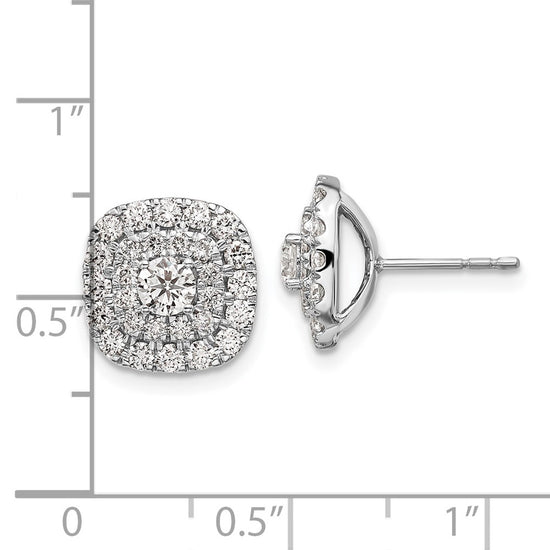 14k White Gold 1 1/2 carat Lab Grown Diamond VS/SI+ G+ Double Halo Post Earrings