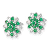 14k White Gold Emeral and Diamond Snowflake Post Earrings
