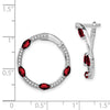 14k White Gold Marquise Garnet and .26 carat Diamond Hoop Earrings