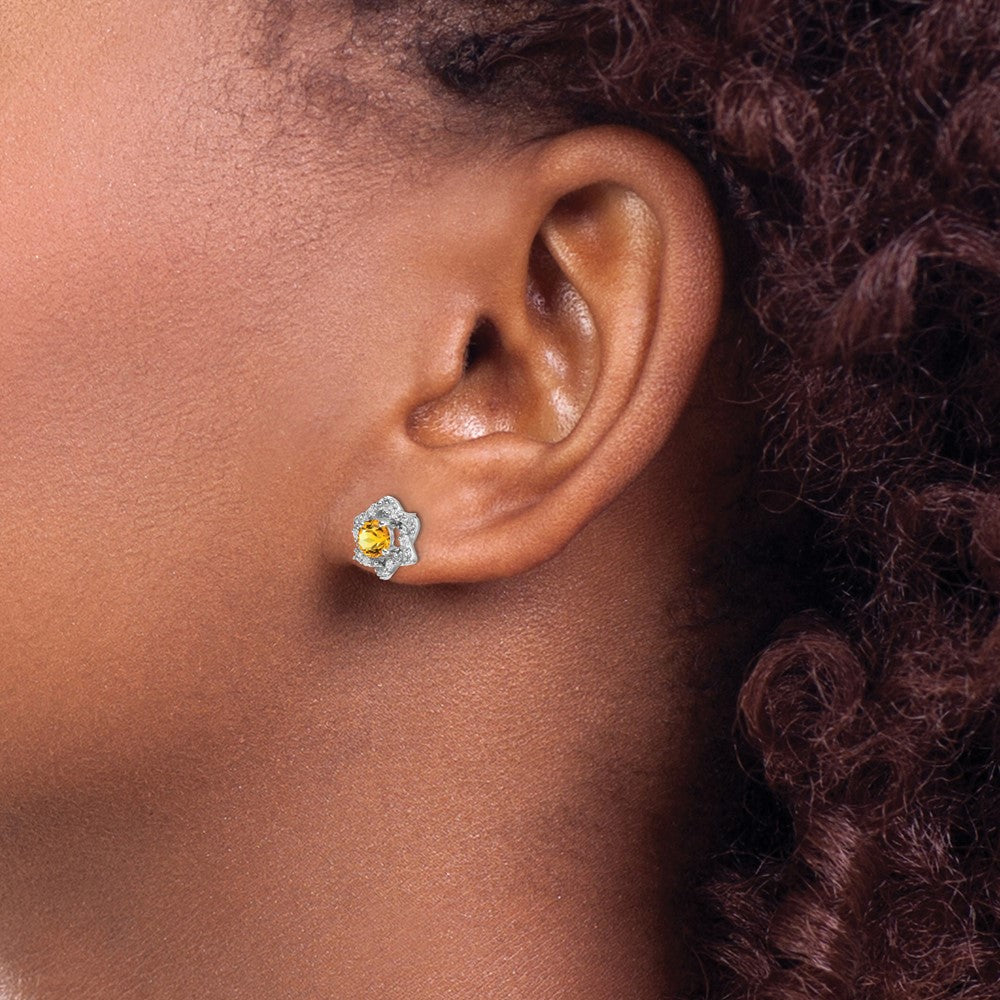 Gemstone & Diamond Post Earrings
