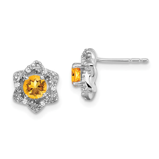 Gemstone & Diamond Post Earrings