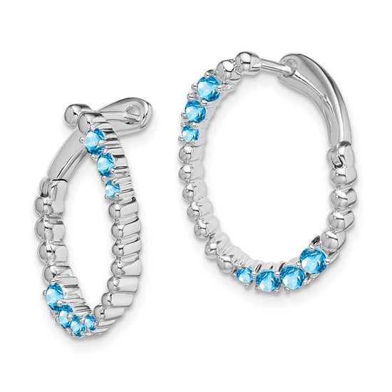 14k White Gold Amethyst Oval Hoop Earrings