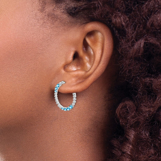 14k White Gold Amethyst Oval Hoop Earrings