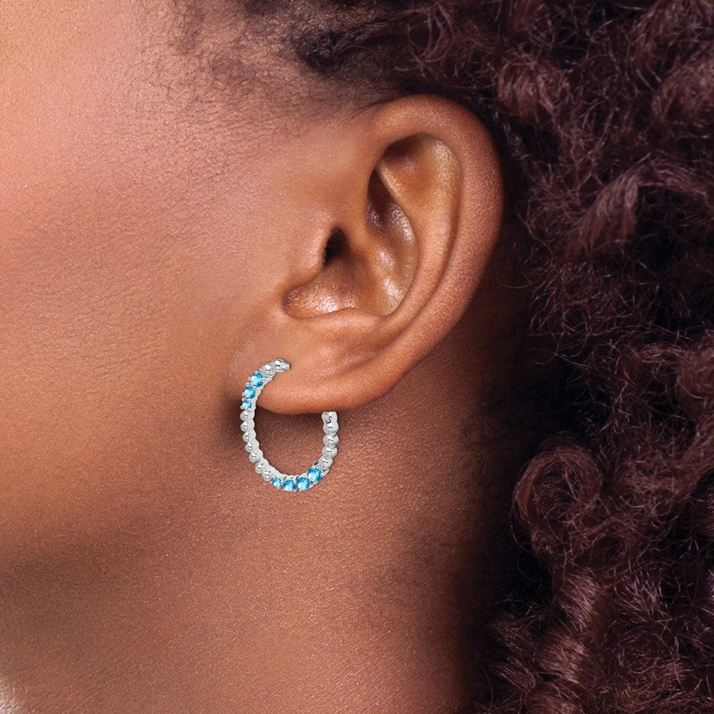14k White Gold Amethyst Oval Hoop Earrings