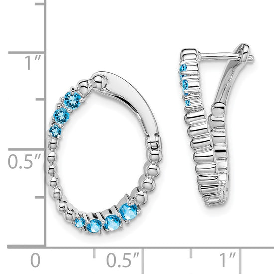 14k White Gold Amethyst Oval Hoop Earrings