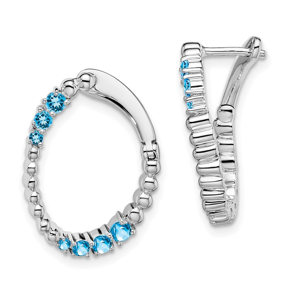 14k White Gold Amethyst Oval Hoop Earrings