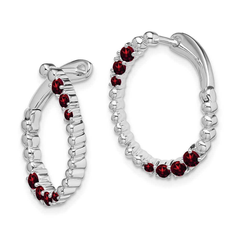 14k White Gold Amethyst Oval Hoop Earrings