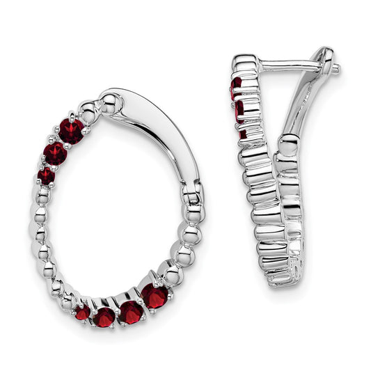 14k White Gold Amethyst Oval Hoop Earrings
