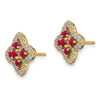 14k 1/3 carat Lab Grown Diamond VS/SI+ G+ and Created Ruby Complete Fashion Post Earrings