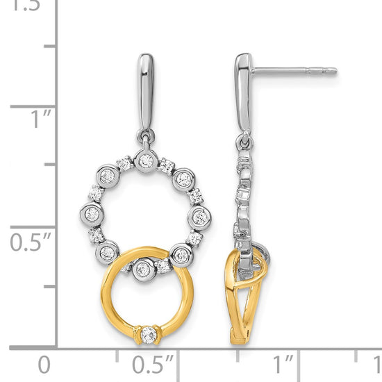 14k Two-tone 3/8 carat Lab Grown Diamond VS/SI+ G+ Fancy Circle Drop Post Dangle Earrings