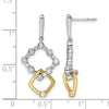 14k Two-tone 3/8 carat Lab Grown Diamond VS/SI+ G+ Fancy Square Drop Post Dangle Earrings