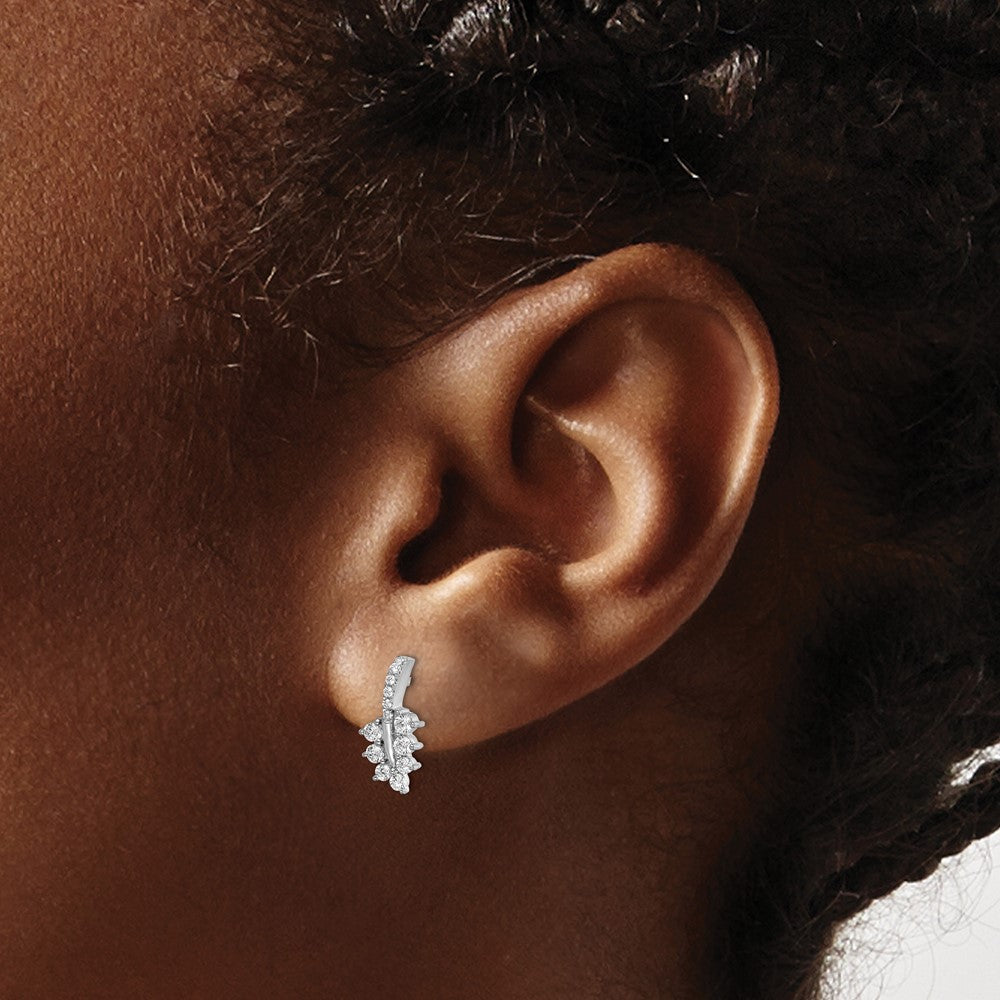 14k White Gold 3/8 carat Lab Grown Diamond VS/SI+ G+ Complete Leaf Post Earrings