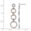 14k Two-Tone Rose and White Gold 5/8 carat Lab Grown Diamond VS/SI+ G+ Circle Post Dangle Earrings