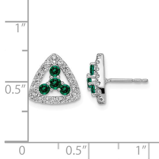 Diamond & Gemstone Triangle Post Earrings