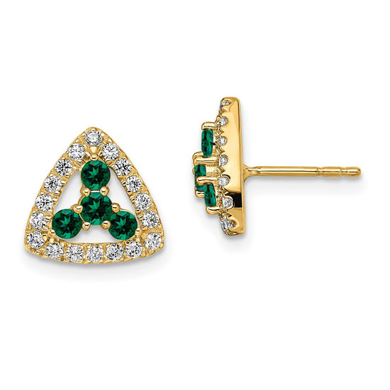 Diamond & Gemstone Triangle Post Earrings
