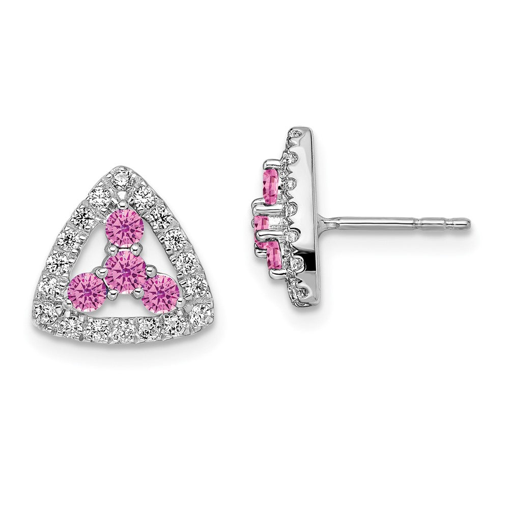 Diamond & Gemstone Triangle Post Earrings