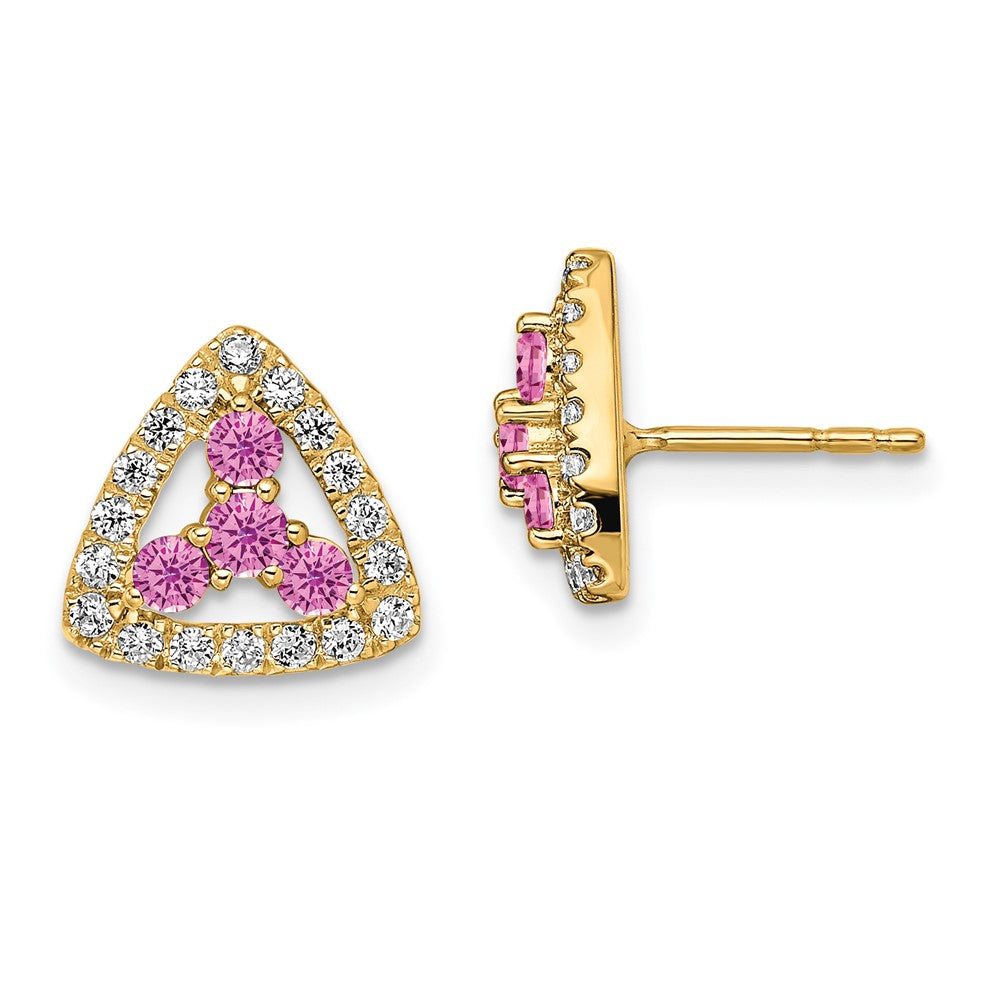 Diamond & Gemstone Triangle Post Earrings