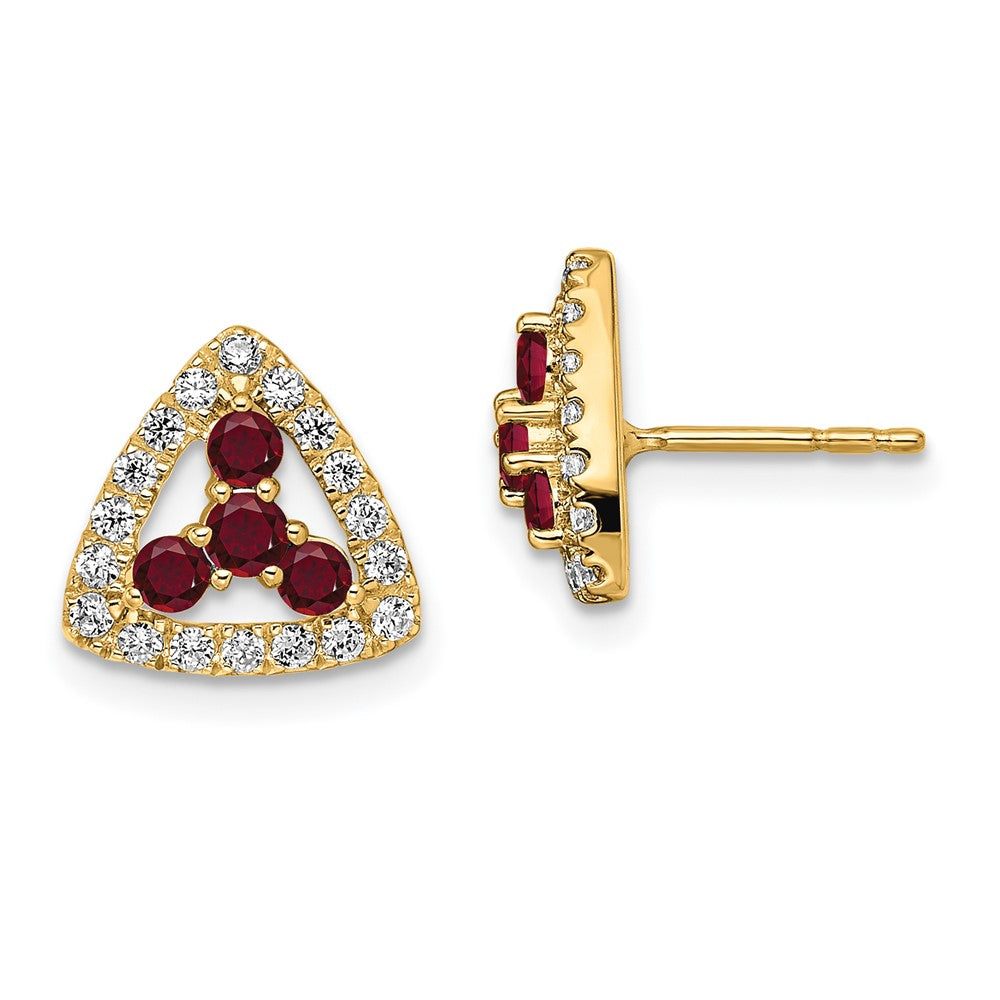 Diamond & Gemstone Triangle Post Earrings