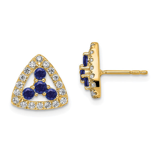 Diamond & Gemstone Triangle Post Earrings