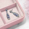 14k White Gold 1 carat Lab Grown Diamond VS/SI+ G+ and Created Sapphire Complete Dangle Teardrop Post Earrings