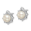 14k White Gold 5/8 carat Lab Grown Diamond VS/SI+ G+ and 7.00 mm Round Freshwater Cultured Pearl Complete Fashion Post Earrings