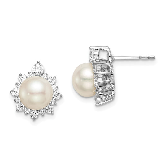 Diamond & FWC Pearl Post Earrings