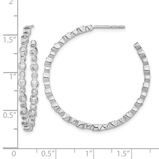 Diamond Circle Bezel Hoop Post Earrings