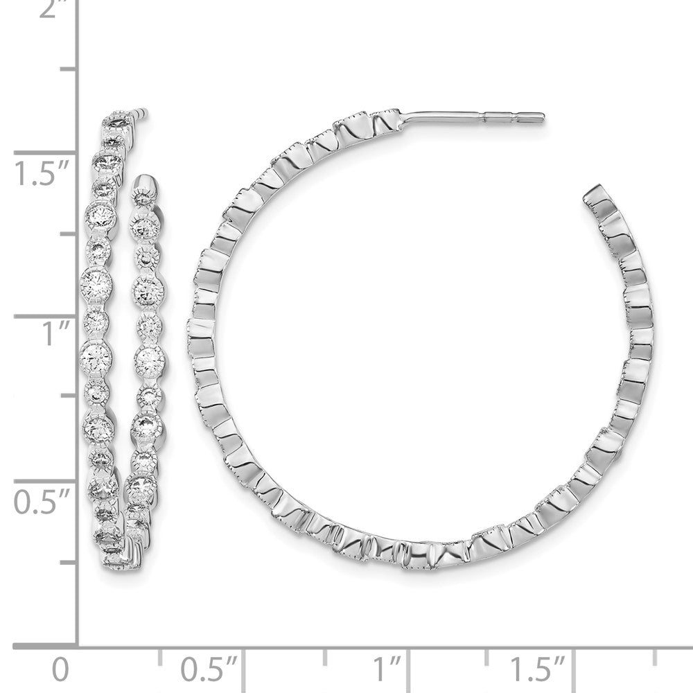 Diamond Circle Bezel Hoop Post Earrings