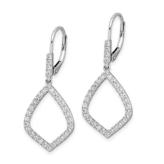 14k White Gold 3/4 carat Lab Grown Diamond VS/SI+ G+ Complete Fashion Dangle Leverback Earrings