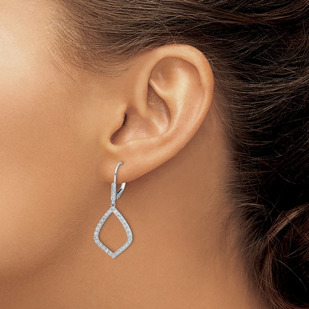 14k White Gold 3/4 carat Lab Grown Diamond VS/SI+ G+ Complete Fashion Dangle Leverback Earrings