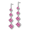 14k White Gold 1/3 carat Lab Grown Diamond VS/SI+ G+ and Lab Created Pink Sapphire Dangle Post Earrings