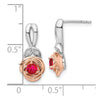 14K Two-tone White and Rose Gold Ruby and Diamond Flower Post Earrings