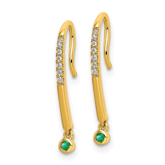 Diamond/Diamond & Gemstone Drop Wire Earrings
