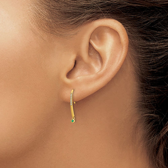 Diamond/Diamond & Gemstone Drop Wire Earrings