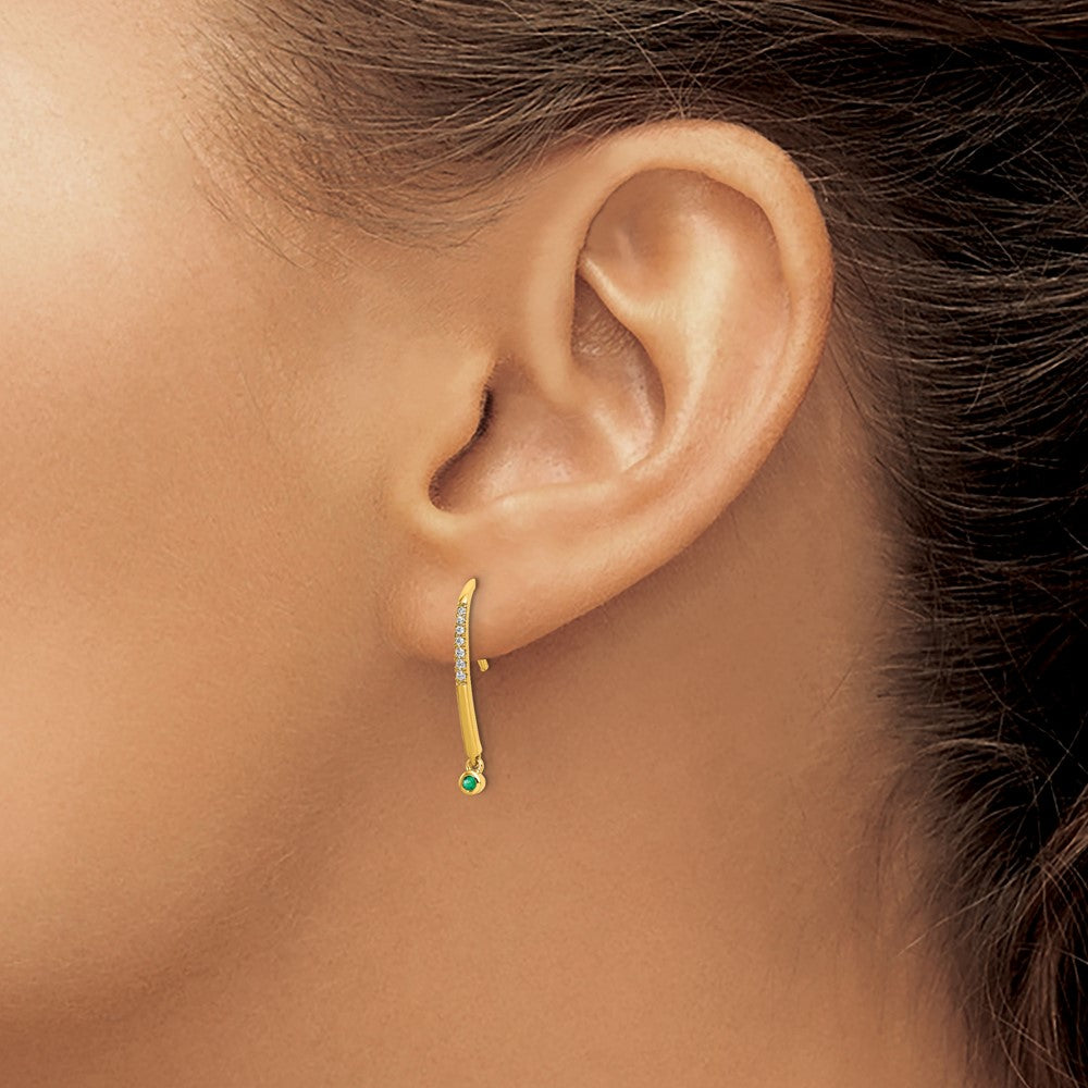 Diamond/Diamond & Gemstone Drop Wire Earrings