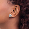 14k White Gold Polished Wavy Circle 5/8 carat Pave Diamond Post Earrings
