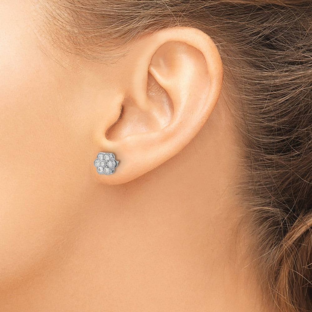 Diamond Floral Post Earrings