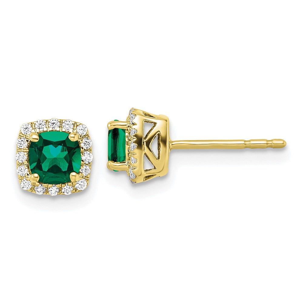 Lab Grown Diamond & Gemstone Halo Post Earrings
